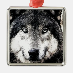 Wolf Eyes Metal Ornament