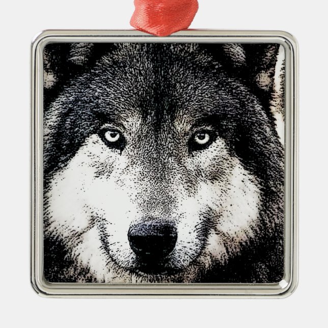 Wolf Eyes Metal Ornament (Front)