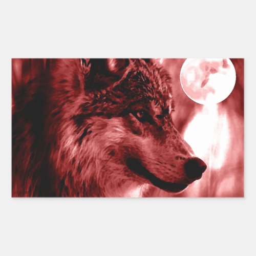 Wolf Eyes  Moon Rectangular Sticker