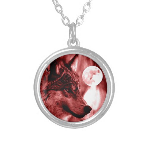 Wolf Eyes  Moon Silver Plated Necklace