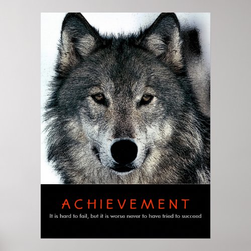 Wolf Eyes Motivational Achievement Poster