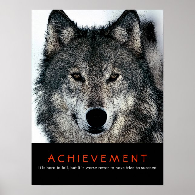 Wolf Eyes Motivational Achievement Poster (Front)