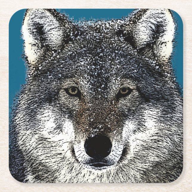 Wolf Eyes Square Paper Coaster (Front)
