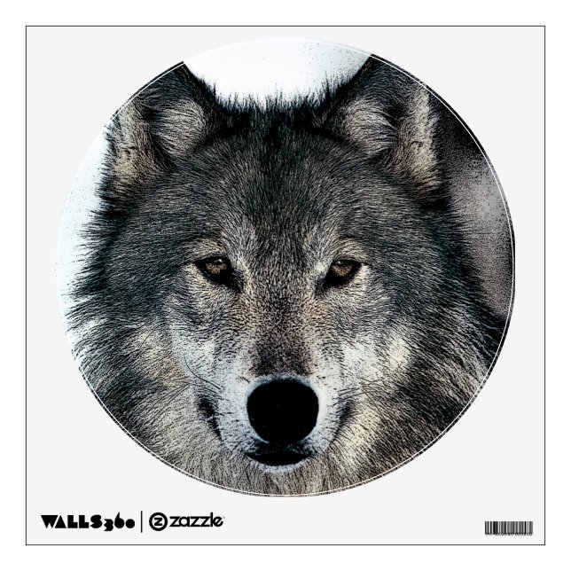 Wolf Eyes Wild Animal Art Circle Wall Decal (Front)