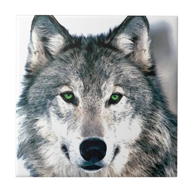 Wolf Eyes wild nature animal Print Ceramic Tile (Front)