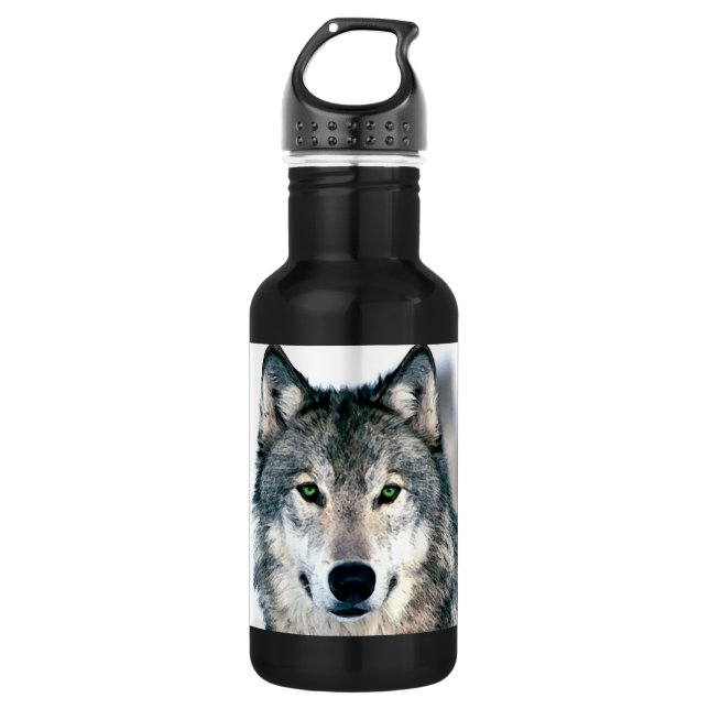 Wolf Eyes wild nature animal Print Water Bottle (Front)