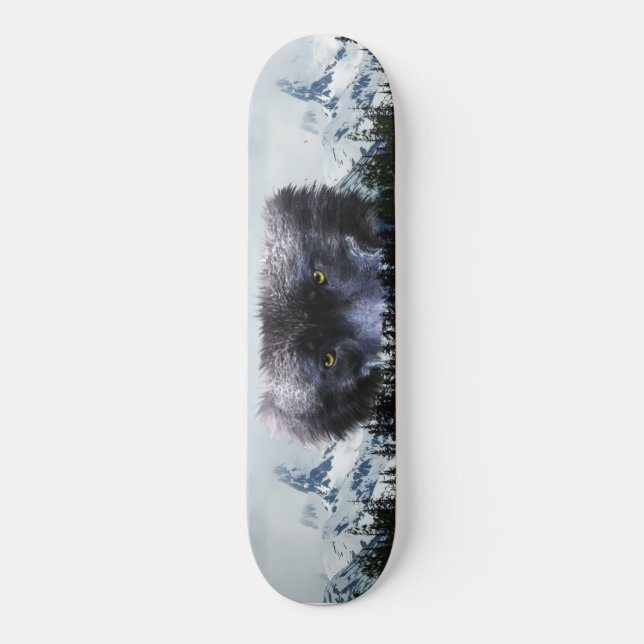 WOLF EYES Wildlife & Mountains Skateboard Deck (Front)
