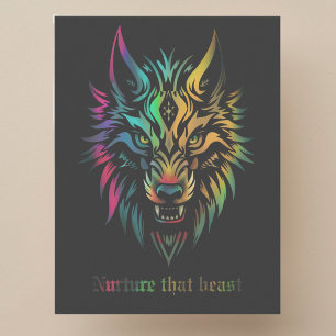 Wolf face colorful airbrush Nurture that beast Postcard
