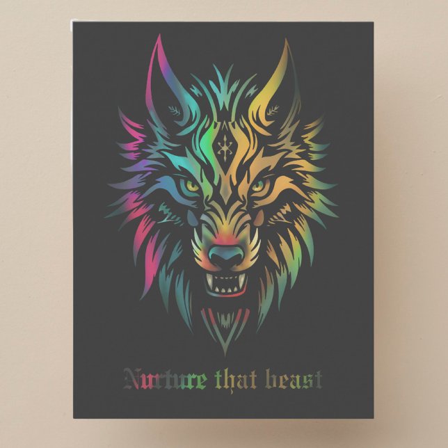 Wolf face colorful airbrush Nurture that beast Postcard (Creator Uploaded)