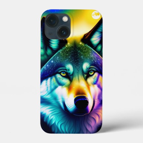 Wolf Face Colorful Painting Art iPhone 13 Mini Case