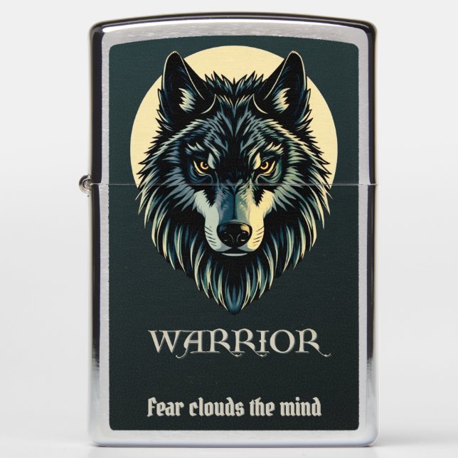 Wolf face fenrir tribal warrior fenris norse zippo lighter (Front)