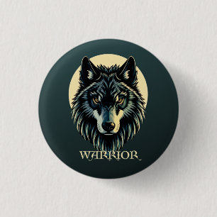 Wolf face fenrir tribal warrior no fear fenris button