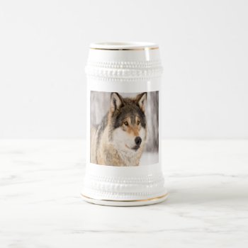 Wolf Face Head Wildlife Monogram Name Beer Stein by Nordic_designs at Zazzle