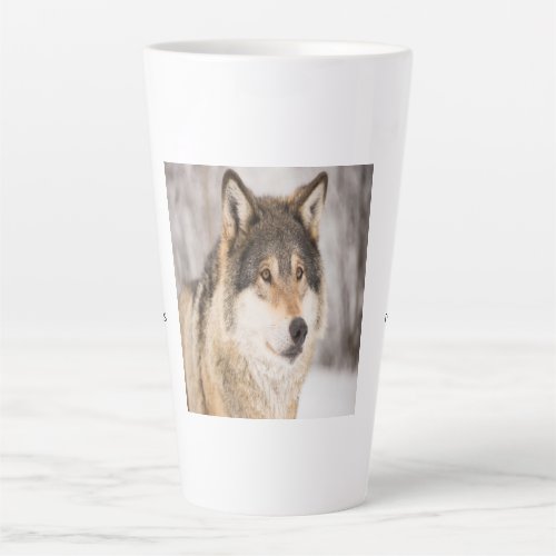 Wolf face head wildlife monogram name latte mug