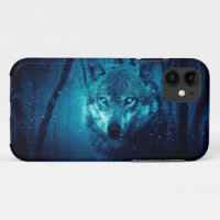 Wolf face in dark fantasy forest