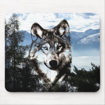 Wolf Face Mouse Pad by deemac2 at Zazzle