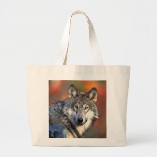 Wolf Face Photo Large Tote Bag