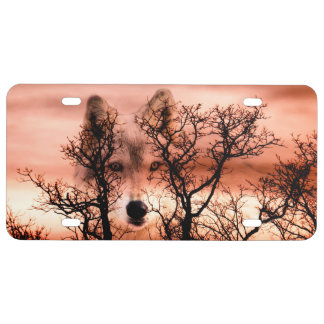 Wolf face spirit license plate