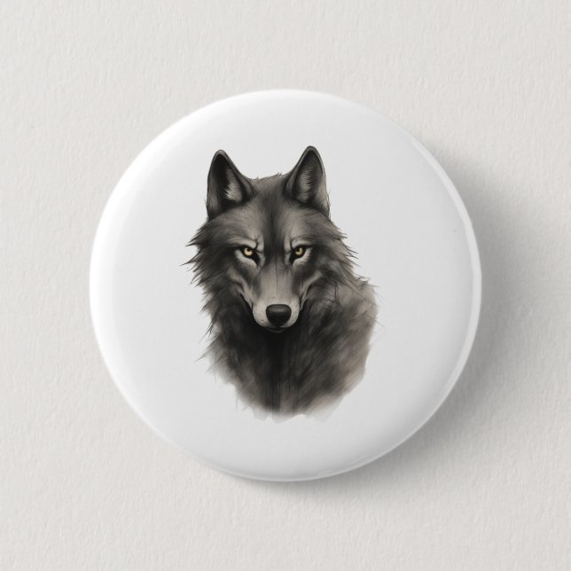 Wolf Face Sticker  Button (Front)