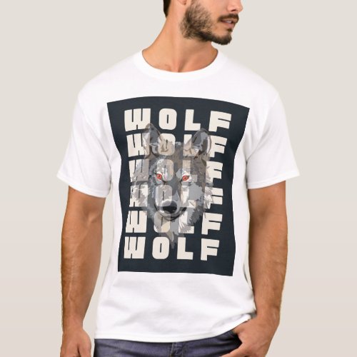 Wolf Face Typographic T_Shirt