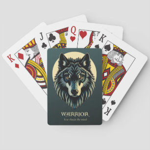 Wolf face warrior fenrir nordic game playing poker cards