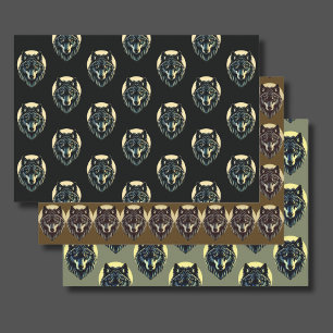 Wolf face warrior fenrir nordic gift wrapping paper sheets