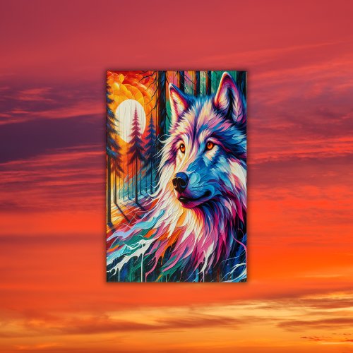 Wolf Face with Sun  Forest  Acrylic Print