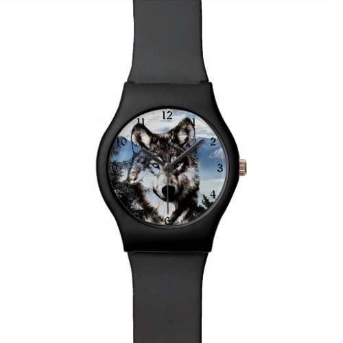 Wolf face wristwatch