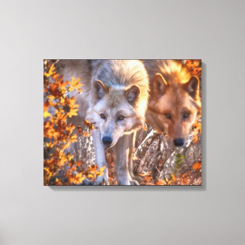 Wolf FAMILY AUTUMN Canvas Print