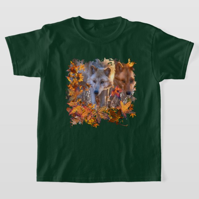 Wolf FAMILY AUTUMN FOREST T-Shirt (Laydown)