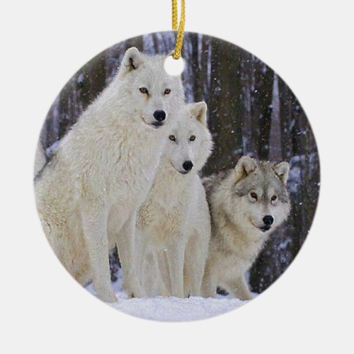 Wolf Family Ceramic Ornament