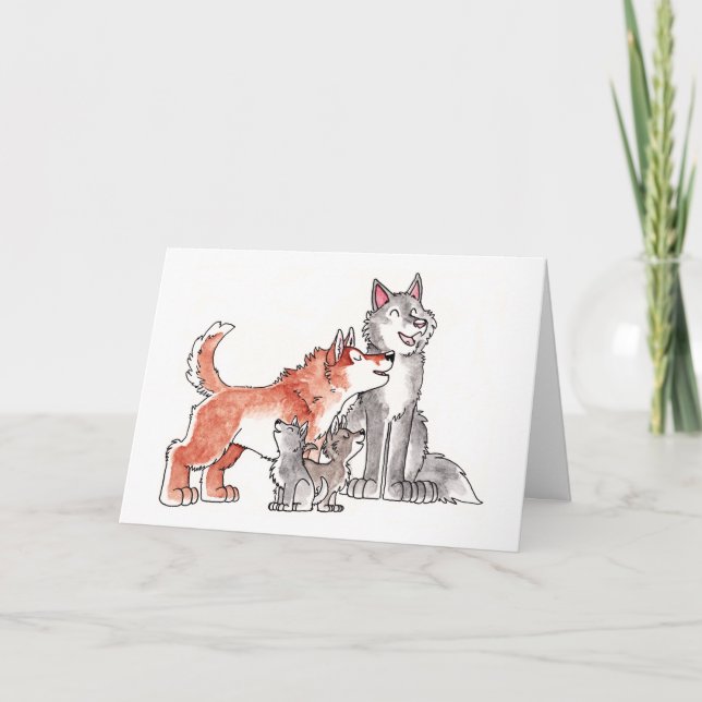 Wolf Family Greeting Card (Front)