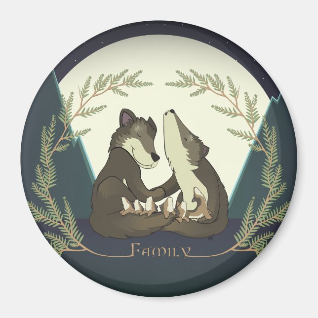 Wolf Family Magnet (Front)