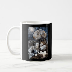 Wolf Family Moon Winter Mountain Wolves Coffee Mug