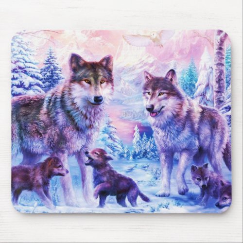 Wolf Family Mouse Pad