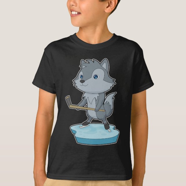 Wolf Field hockey Hockey stick Sports T-Shirt (Front)