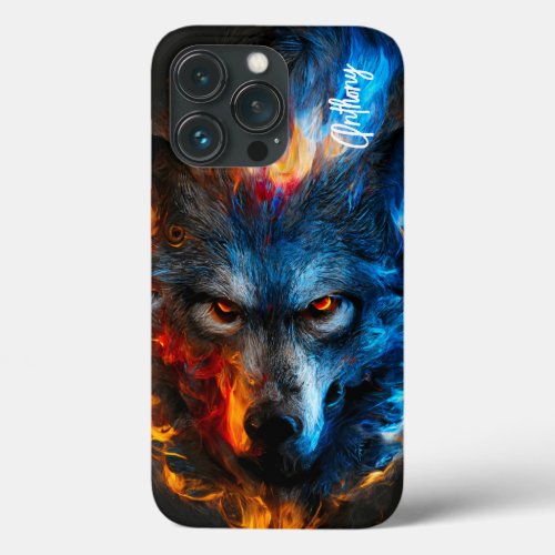 Wolf Fiery Flame Unique Animal Themed Custom  iPhone 13 Pro Case