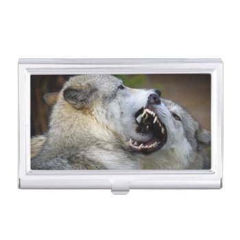 Wolf Fight Business Card Case by usyellowstone at Zazzle