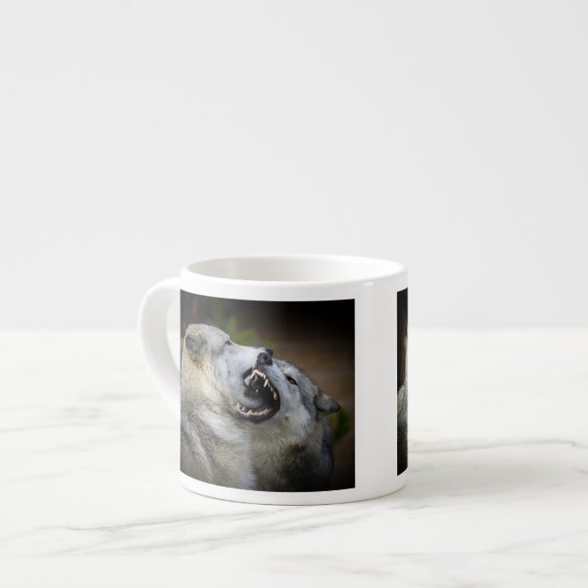 Wolf Fight Espresso Cup (Front Left)
