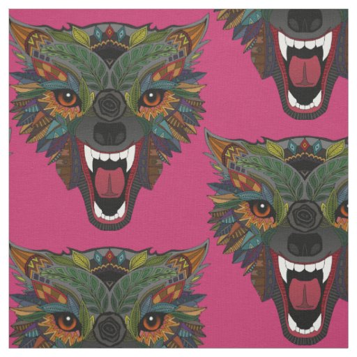 wolf fight flight pink fabric
