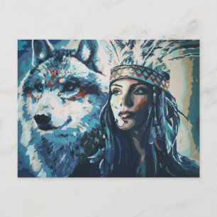 Wolf Fine Art Painting Postcard by Freyja