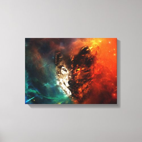 Wolf fire and ice canvas print