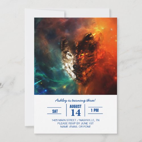 Wolf fire and ice invitation