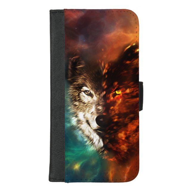 Wolf fire and ice iPhone wallet case (Front)
