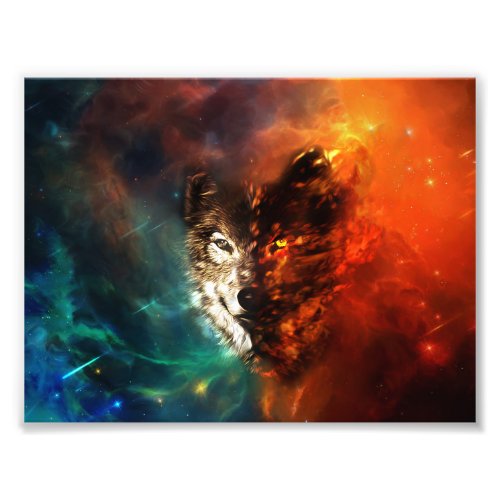 Wolf fire and ice photo print