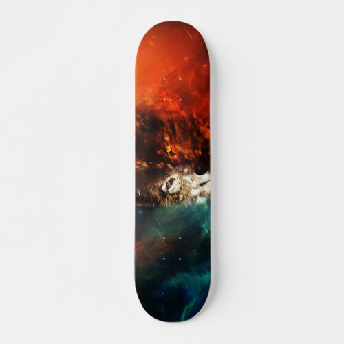 Wolf fire and ice skateboard