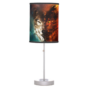 Wolf fire and ice table lamp