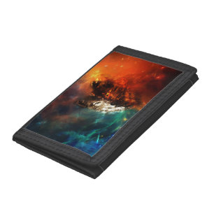 Wolf fire and ice trifold wallet