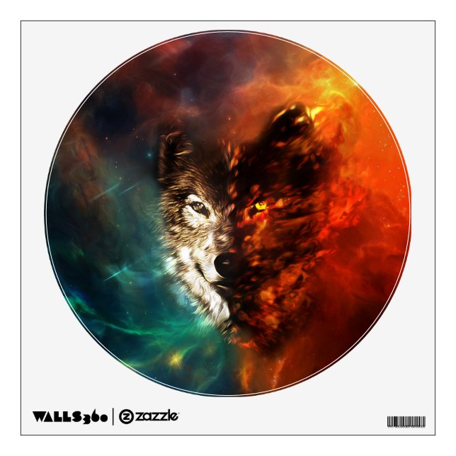 Wolf fire and ice wall decal (Front)