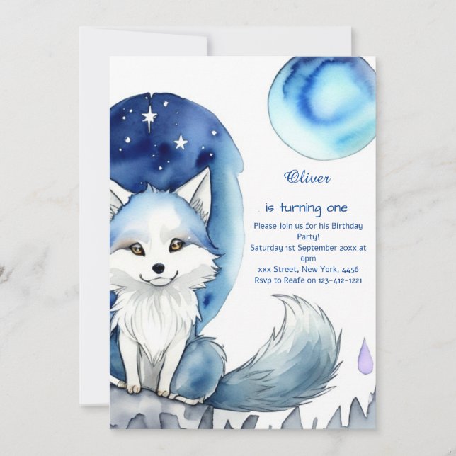 Wolf First Birthday Invitation (Front)